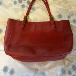 Tory Burch Red Leather Tote W/COA