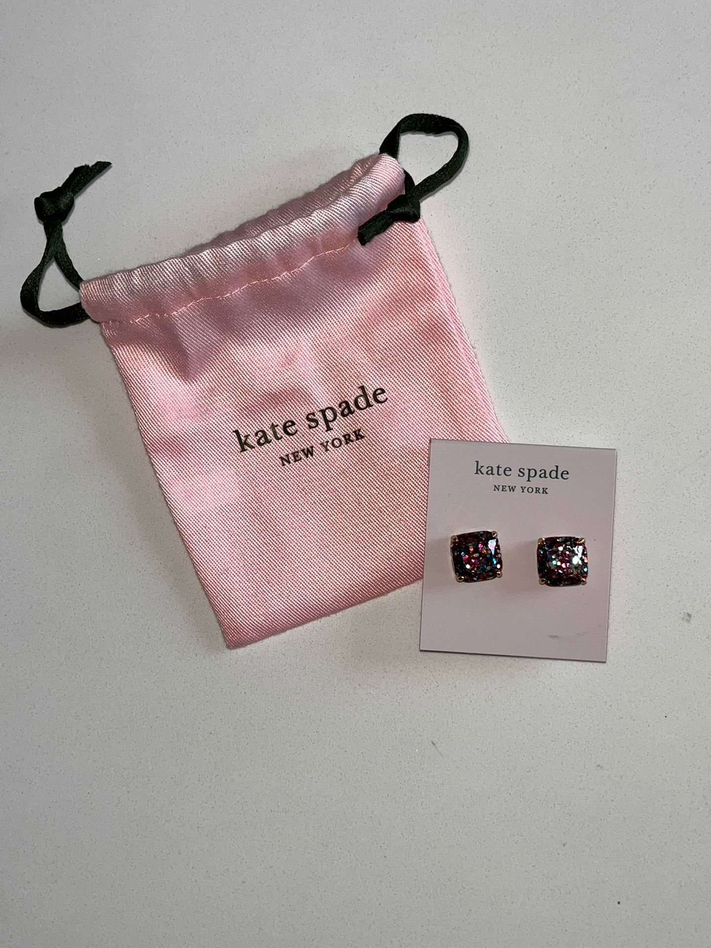Kate Spade Glitter Stud Earrings – NWT + Gift Pouch