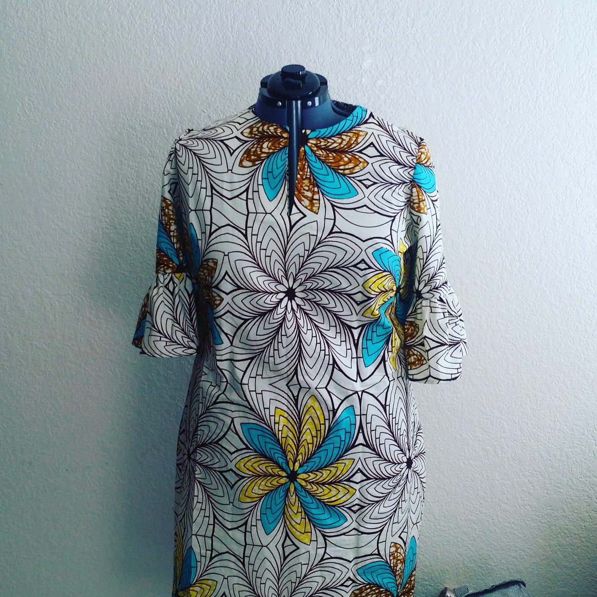 African Print bell sleeve dress