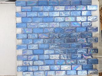 Periwinkle Blue Iridescent Glass Tile
