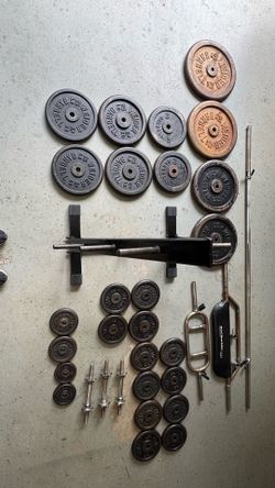 486 lb weight set/barbells/weight tree/dumbbells