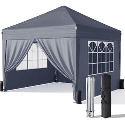 Driftalia 10x10 Pop Up Canopy Tent with Sidewalls, Instant Setup,Dark Grey