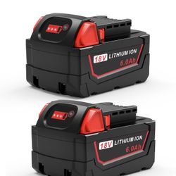 6.0Ah Replacement for Milwaukee 18V Battery Compatible with Milwaukee 18 Volt Batteries 48-11-1815 48-11-1820 48-11-1828 48-11-1830 48-11-1840 48-11-1