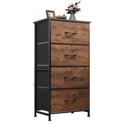 Dresser with 4 Drawers, Fabric Storage Tower, Organizer Unit for Bedroom, Hallway, Entryway, Closets