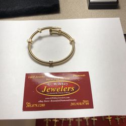 14 Kt Genuine Gold & Cubic Gem , 8” Hammer & Nail  Bracelet 