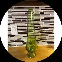 MCM Stretch glass Green Candle Holder 