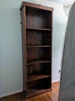 Tall Dark Wood Bookcase 5 Shelves
