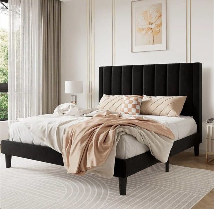Black Upholstered Bed Frame