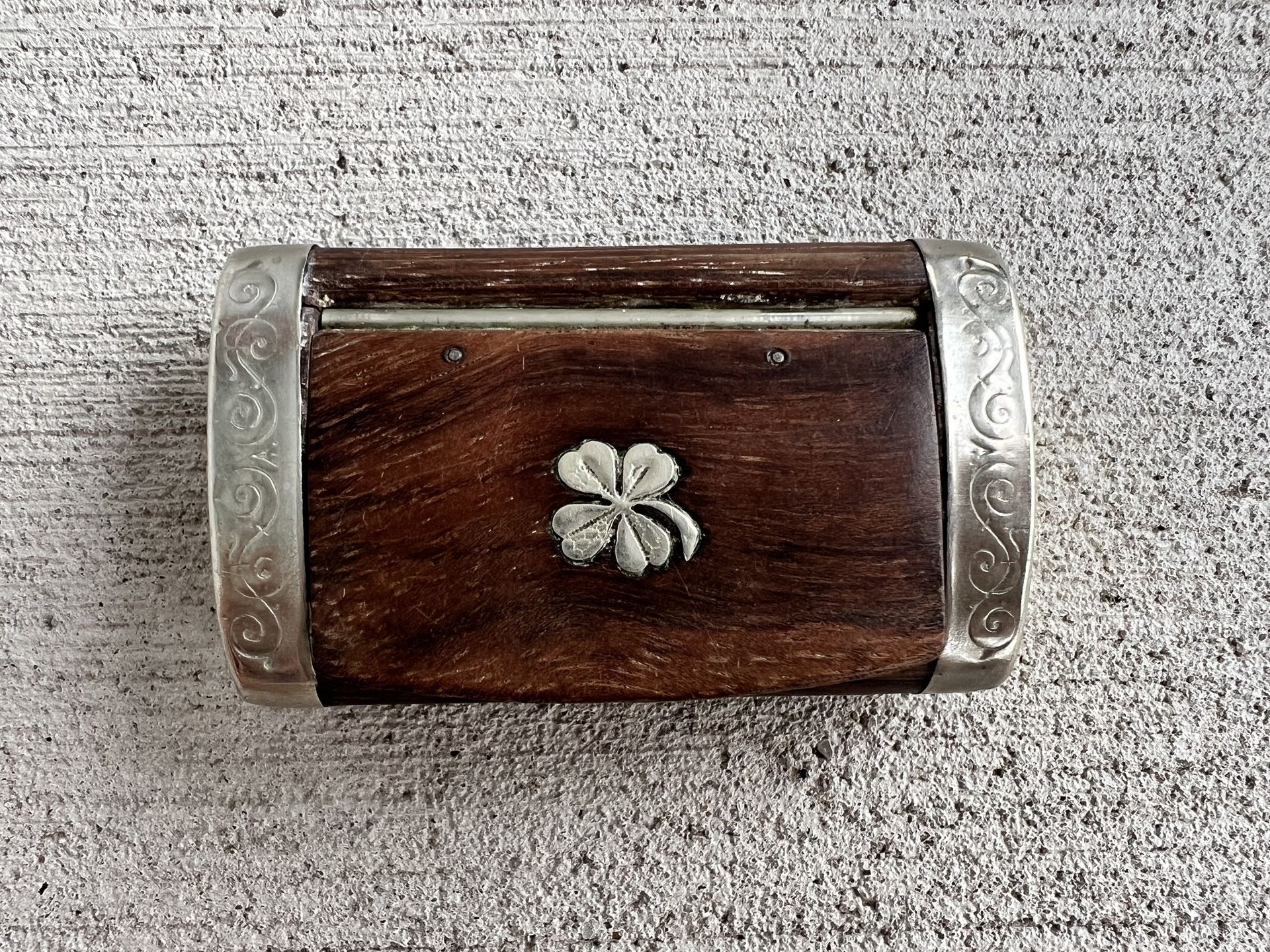 Antique 19th Century Rosewood Snuff Box – White Metal Mounts – Clover ...
