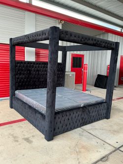 Canopy king bed frame with box frame free delivery