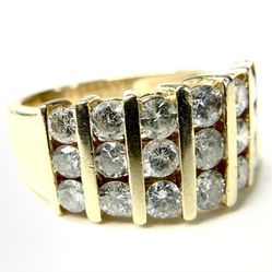 14k Vertical Channel Diamond Ring Size 6 