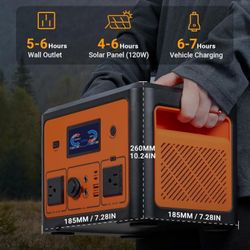 Portable Power Station 665.6Wh, Peak 1800W Solar Generator with UPS Battery Backup & Surge Protector, Portable Generator for Home Use, Camping, RV, CP