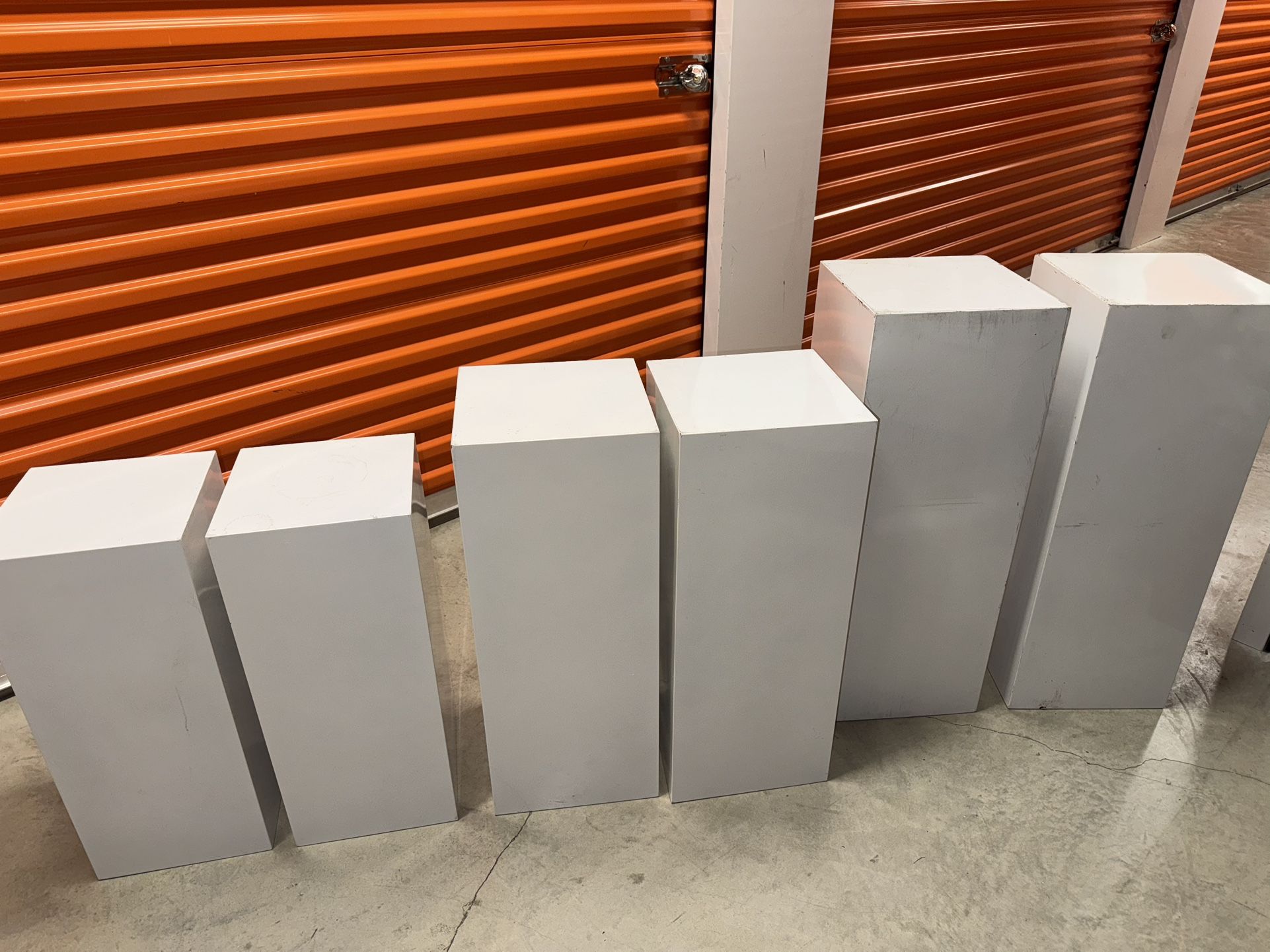6PCs Metal Display Pedestal Stand for Birthday Party, White Stands Pillars for Wedding Dessert Table Display, Column Decorative Cube
