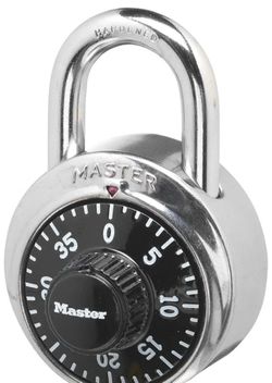 Master Lock 1500D Longitud de Grillete de 19 mm, Candado Combinado de Metal Liso de 1-7/8 in 1 Piezas 1 Unidad