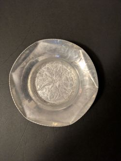 Hand Forged Aluminum Embossed Floral Accent Bowl Vintage 1950s