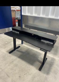 55 x 24 Inch Height Adjustable Electric Standing Desk with Double Drawer, Stand up Home Office Computer Desk with 4 Height-Adjustable Feets & 2 Hooks,
