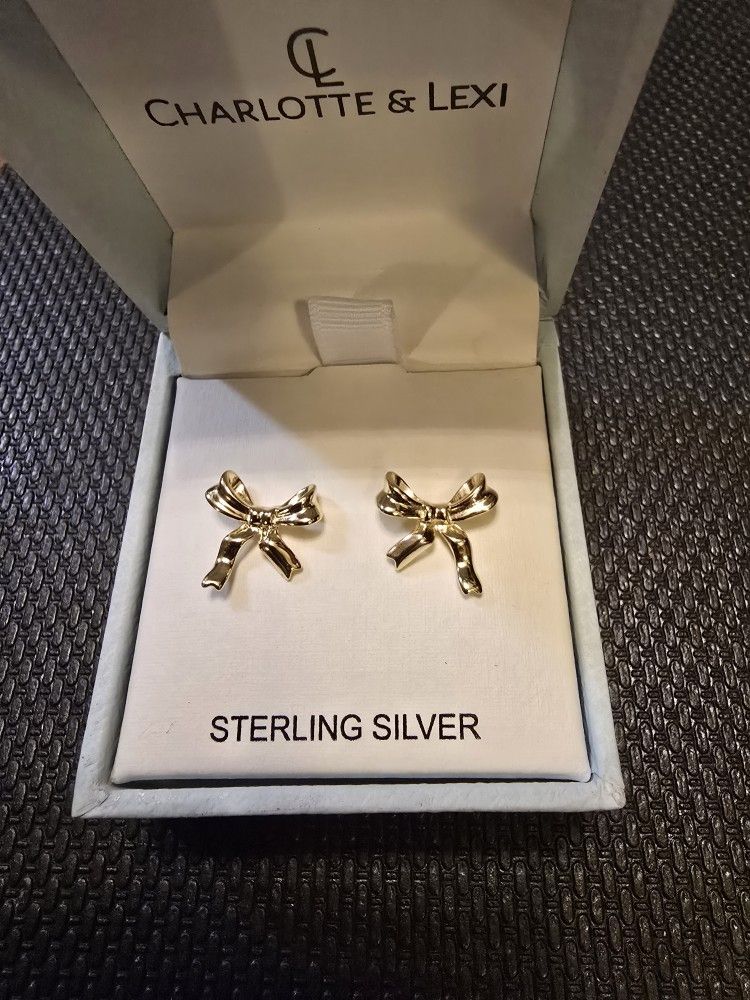 Charlotte And Lexi Sterling Silver Bow Earrings