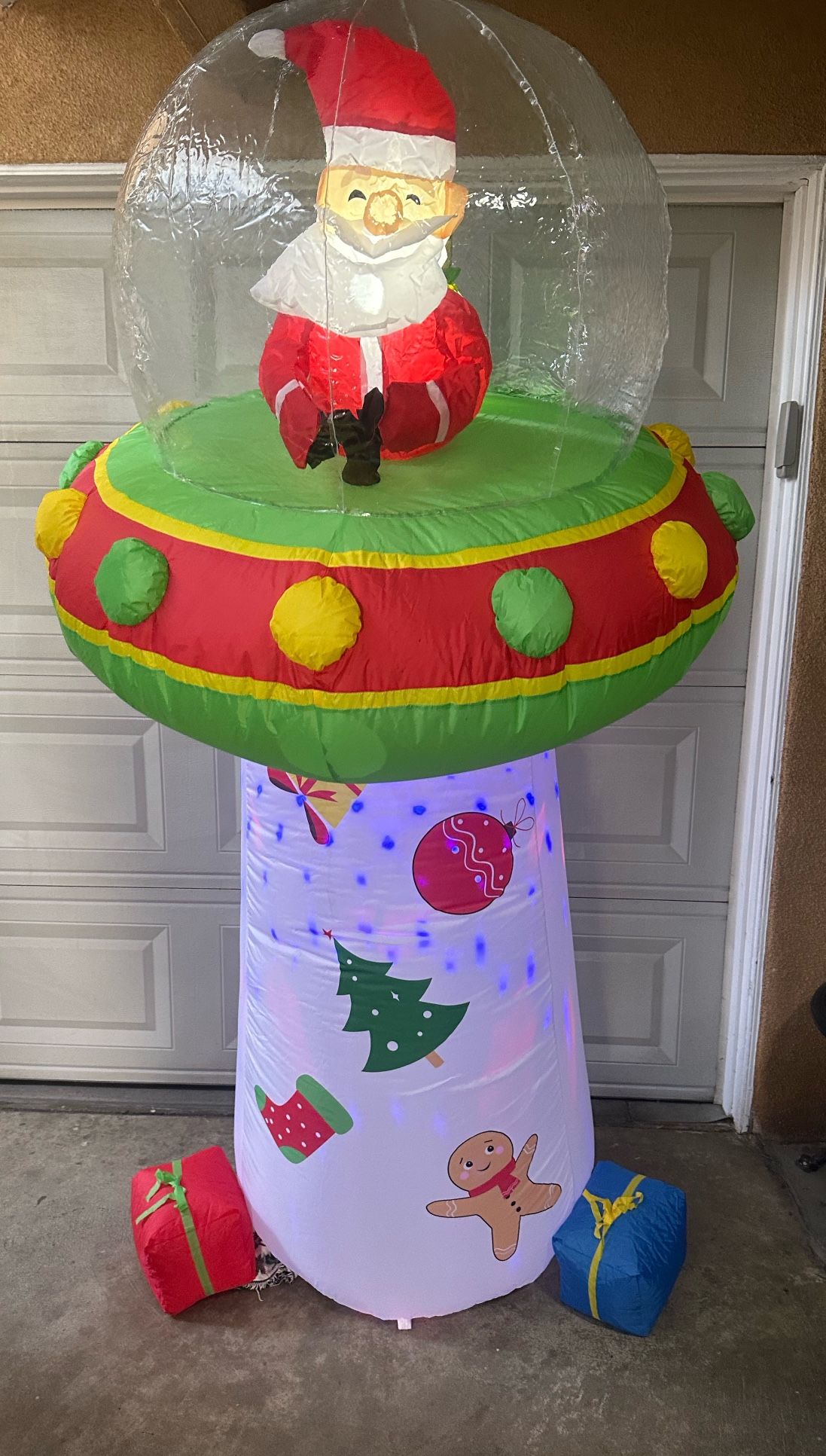Santa  Riding Spaceship Inflatable