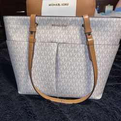 Michael Kors White And Tan Purse And Wallet