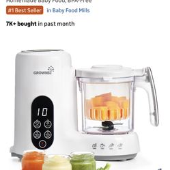 Grownsy Baby Food Maker with Steam Basket, One Step Baby Food Processor Steamer Puree Blender Grinder Mills Machine, Auto Cooking Grinding and Sterili