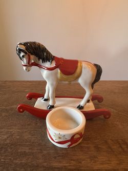 Villeroy & Bach Christmas Porcelain Rocking Horse Tealight Holder Vintage