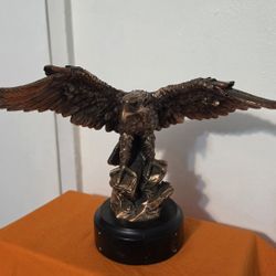 Bronze Electroplated Resin Statue USA American Bald Eagle With Open Wings, Statue Decor,11" Large x 9" Hight.