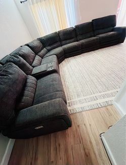 Signature Design by Ashley Power Motor Reclining Sofa 6 seater with USB Charge Ports, Cup Holders
