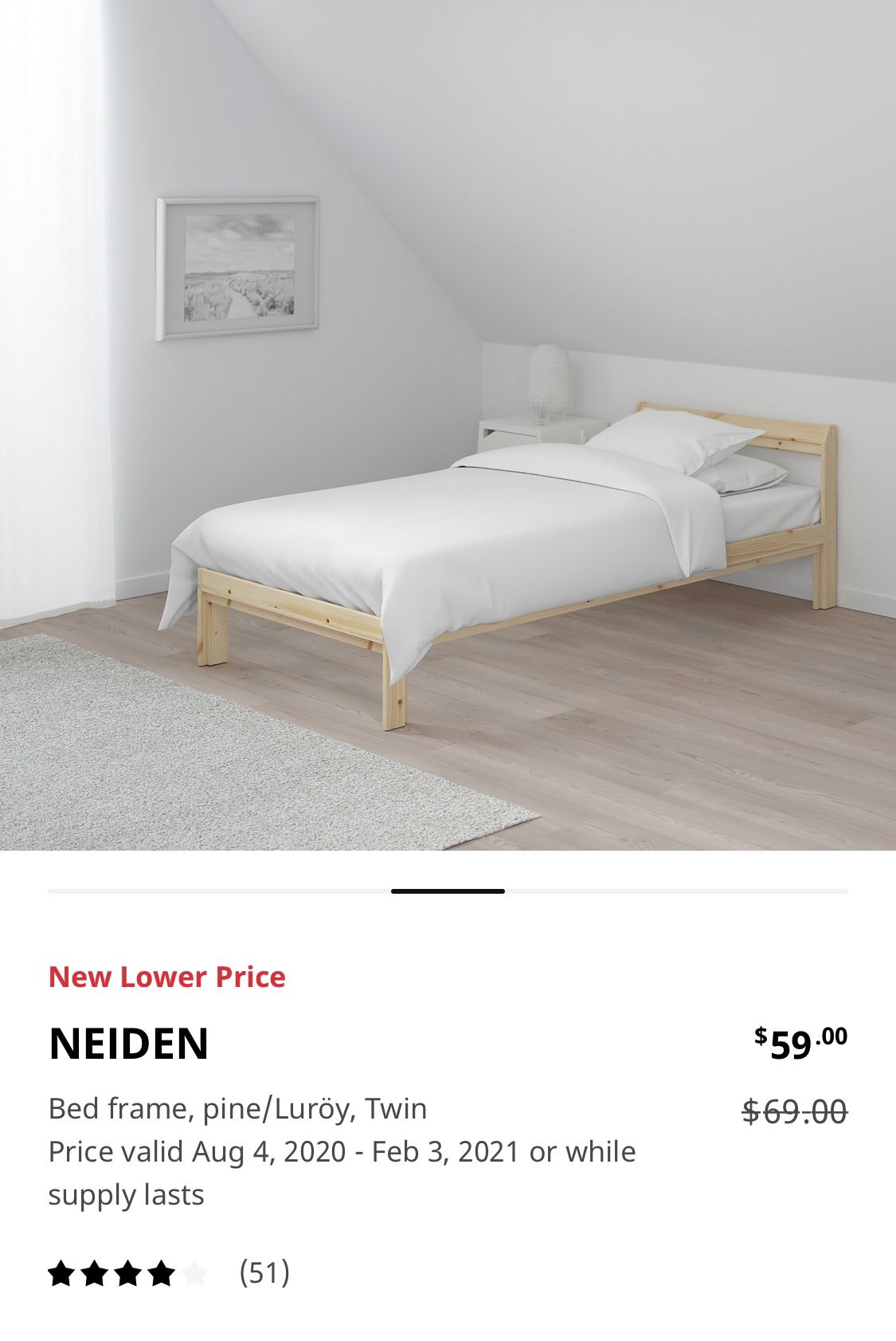 IKEA Neiden Twin Size Pine Bed *Like New*Delivery* for Sale in Kent, WA