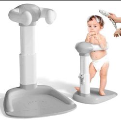 Baby Bath with Shower Stand Support, Anti-Pinch Soporte para Bañera de Bebé Adjustable Shower Tower and Anti-Slip for Toddler Standing Up Themselves