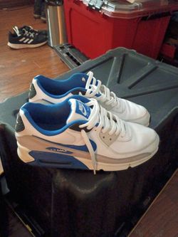 10.5 Nike Air max 90 white/ royal blue with grey
