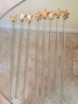 Glass stir sticks with gold stars at top (8)