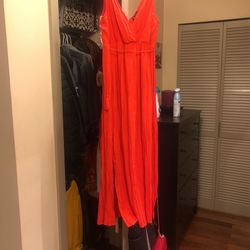Shine star Orange Flowy Dress