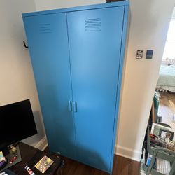 Bright Blue Cache 2 Door Tall Metal Locker Style Storage Cabinet