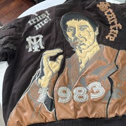 Scarface. Embroidered, Stitched, Men’s Leather Jacket Xxl     