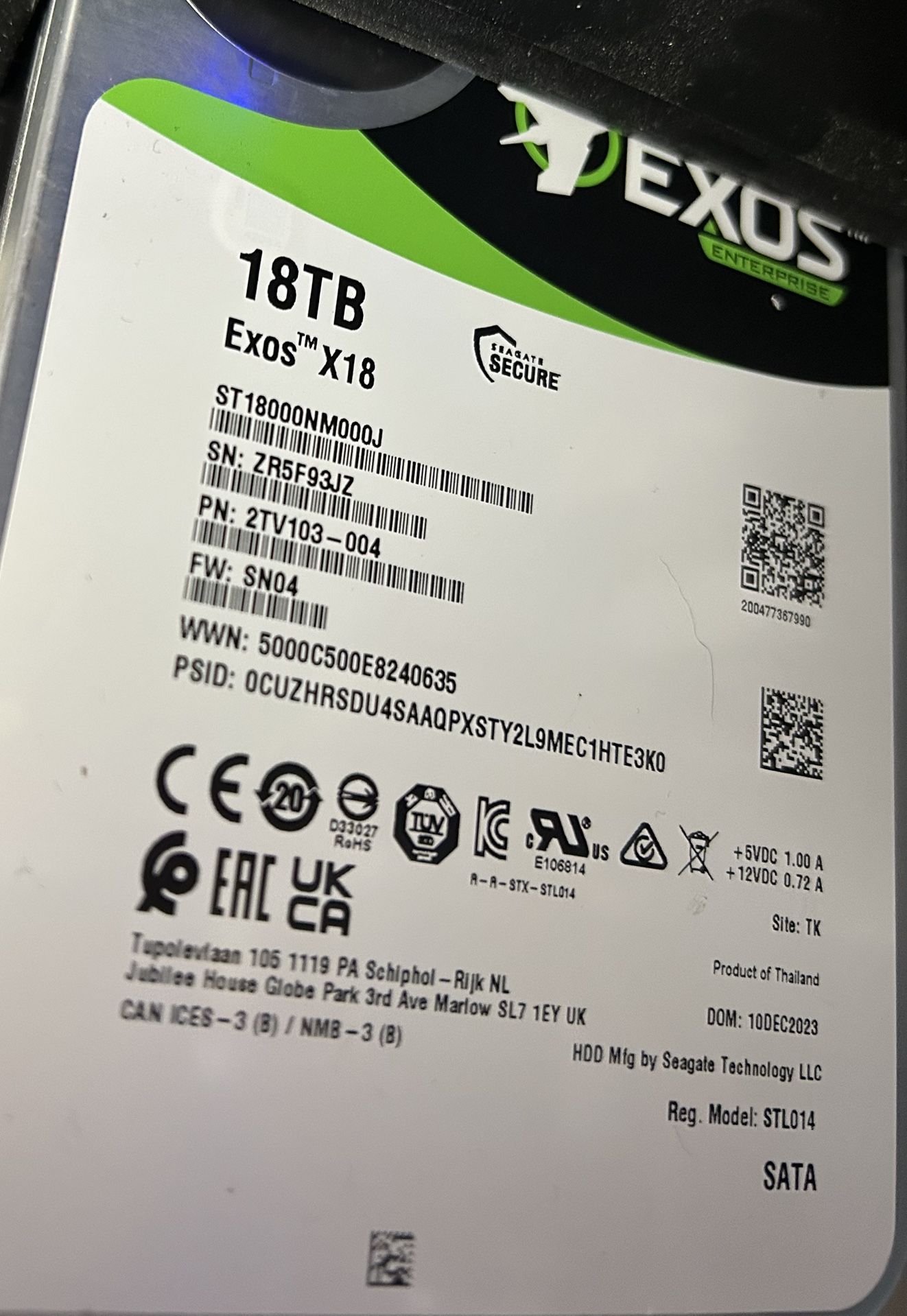 Seagate Exos 18TB Hard Drive