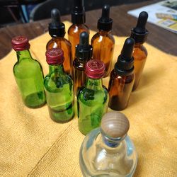 Empty mini glass bottles