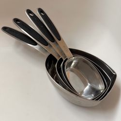 Calphalon Stainless Measuring Cups Set of 4 Black Non-Slip Rubber Handles