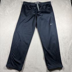 Vintage Y2K Nike Men's L Blue Thermal Baggy Cotton Fleece Sweatpants #2921