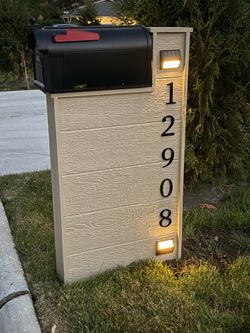 Mailbox for sale including installation solar lights numbers and black box