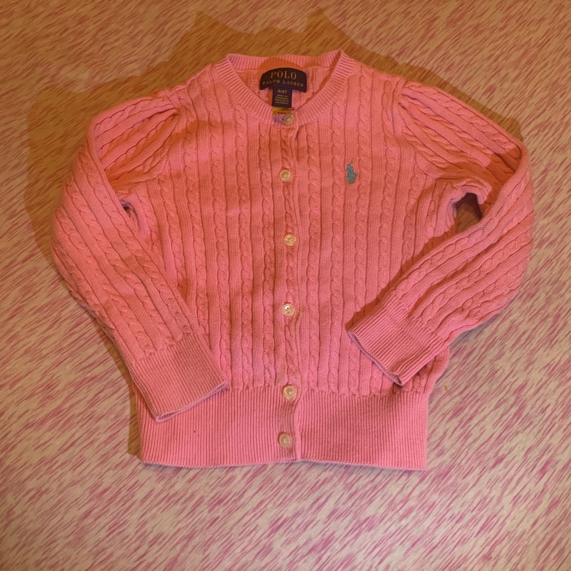 Child 4T POLO RALPH LAUREN Little Girl's Cableknit Cardigan