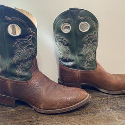 Tony Lama Brown Green Leather Cowboy Western Boots Mens Size 12 Style VM3006