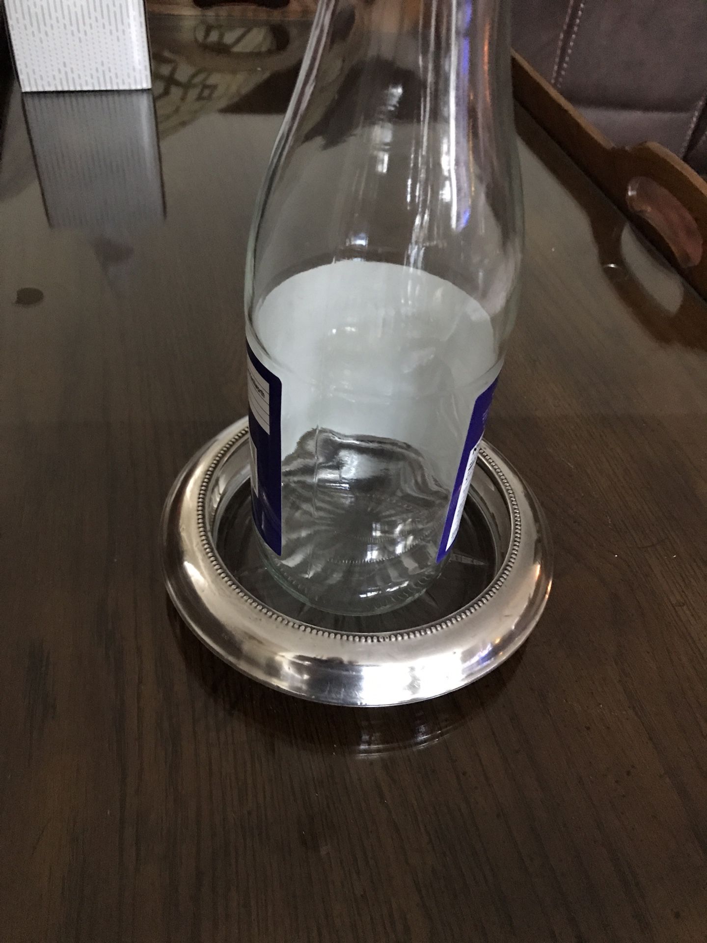 Sterling Silver Glass Wine Bottle Coaster