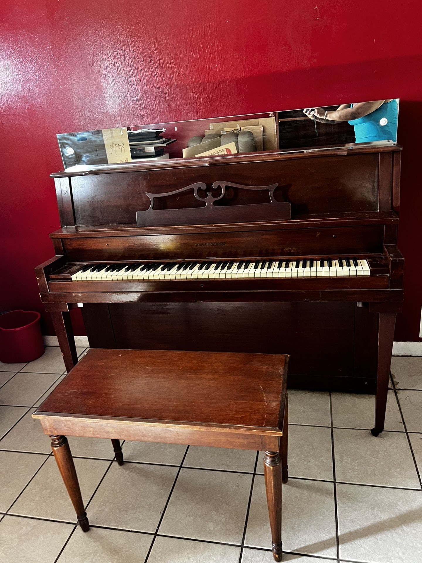 FREE Upright Bollermann piano With Bench Needs Tuneup 