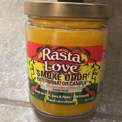 Rasta Love Smoke Odor Exterminator Candle Burns 70hrs.