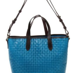 NEW Dooney & Bourke LILLIANA Woven Embossed Teal Leather Shopper Tote Bag Purse