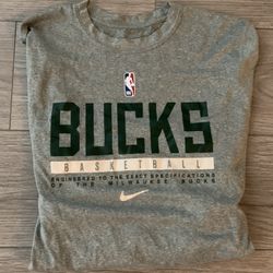 Milwaukee Bucks Gray Nike Dri Fit Size Large