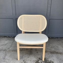 Pierre Jeanneret Style Mid Century Modern Round Cane Chair