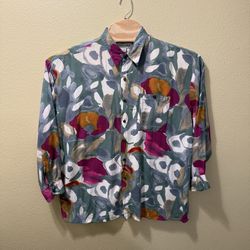 Men’s XL Vintage Natural Issue Multicolor Abstract Long Sleeve Button Up Shirt