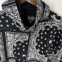Dogg Supply Hoodie XL Bandana Paisley Black White Snoop Dogg