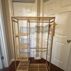 Bamboo Garment Rack 6 Tier Storage 